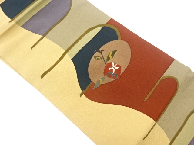 JAPANESE NAGOYA OBI / CHIRIMEN / ABSTRACT STRIPE